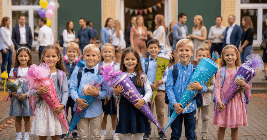 Strahlende Kinderaugen am ersten Schultag
