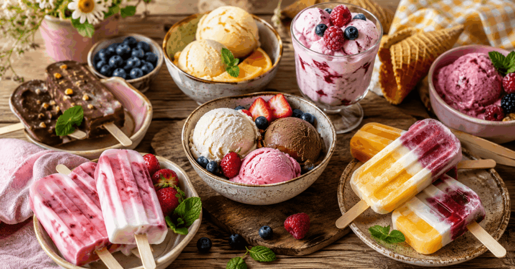 Leckere Auswahl an selbstgemachtem Eis
